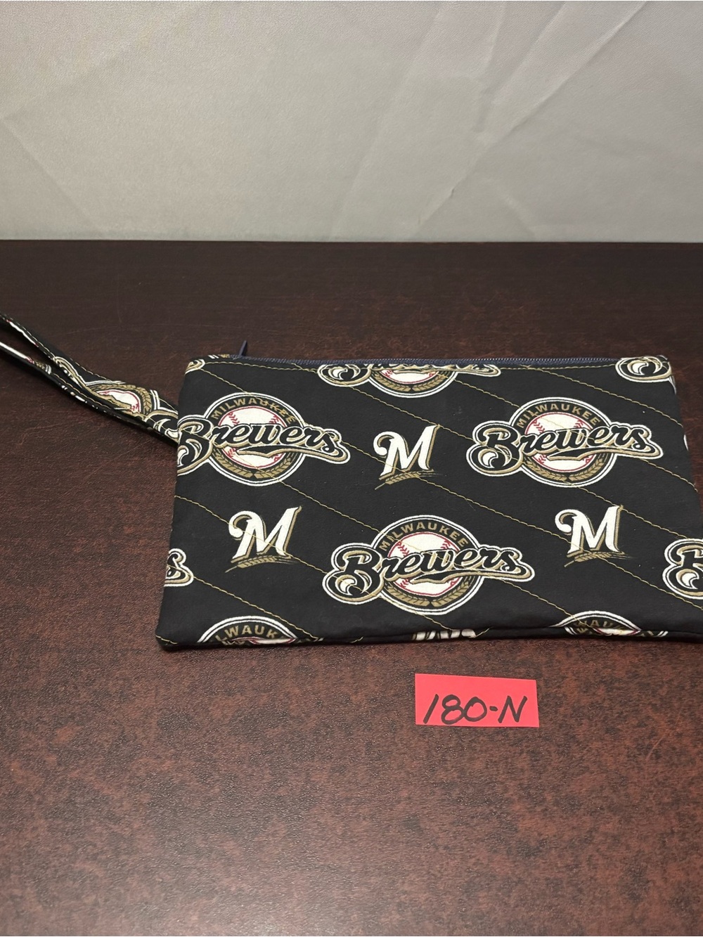 Milwaukee Brewers fabric Wristlet clutch Pouch purse makeup bag catch all wallet
